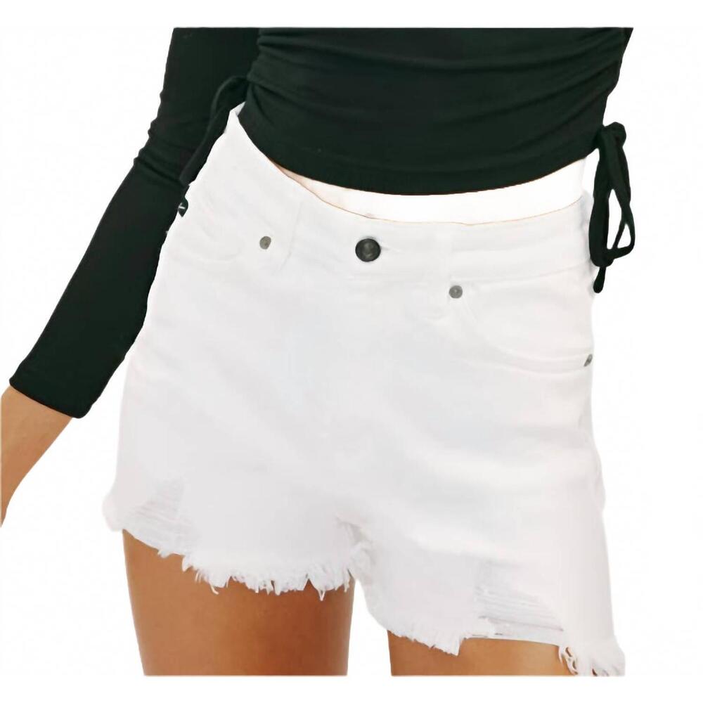 NEW KAN high rise denim shorts in white